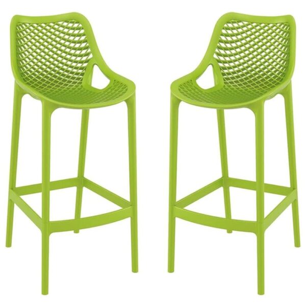 Aultas 75cm Tropical Green Polypropylene Bar Stools In Pair