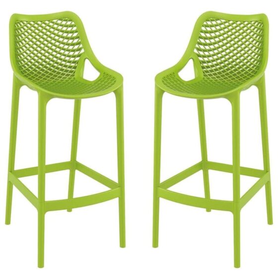 Aultas 75cm Tropical Green Polypropylene Bar Stools In Pair