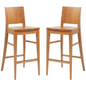 Owensboro Natural Wooden Bar Stools In Pair
