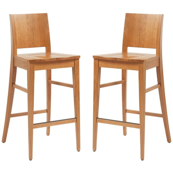 Owensboro Natural Wooden Bar Stools In Pair