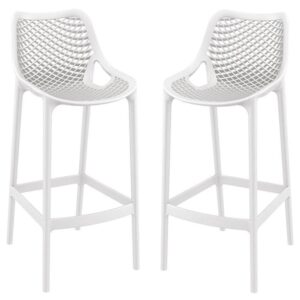 Aultas 75cm White Polypropylene Bar Stools In Pair