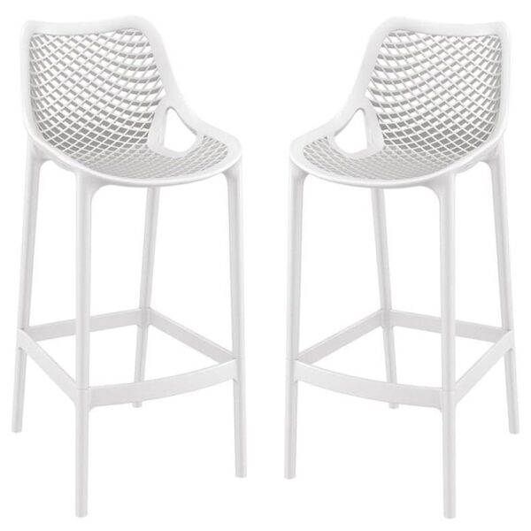 Aultas 75cm White Polypropylene Bar Stools In Pair