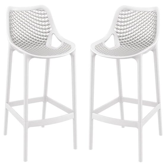 Aultas 75cm White Polypropylene Bar Stools In Pair