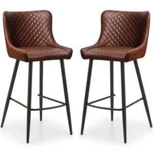 Lakia Brown Faux Leather Bar Stools With Black Legs – Pair