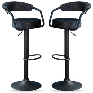 Hobart Charcoal Fabric Bar Stools – Pair
