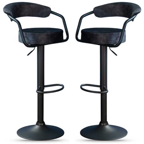 Hobart Charcoal Fabric Bar Stools - Pair