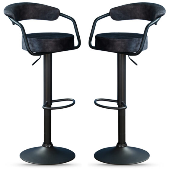 Hobart Charcoal Fabric Bar Stools - Pair