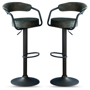 Hobart Olive Fabric Bar Stools – Pair