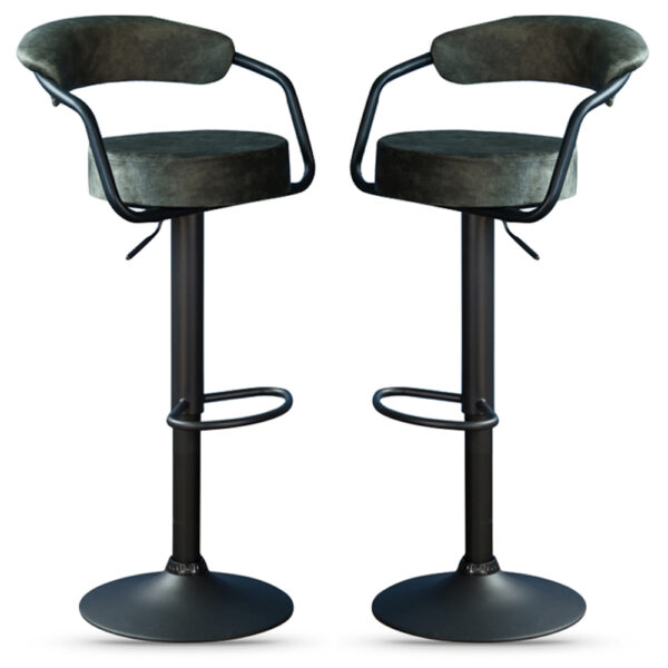 Hobart Olive Fabric Bar Stools - Pair