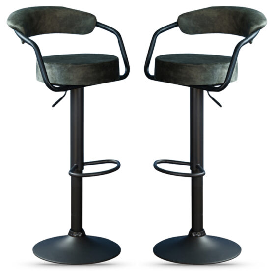 Hobart Olive Fabric Bar Stools - Pair