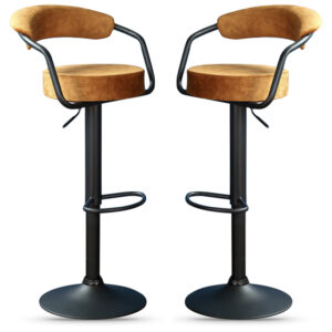Hobart Rust Fabric Bar Stools – Pair