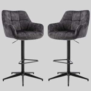 Joplin Charcoal Fabric Gas Lift Bar Stools – Pair