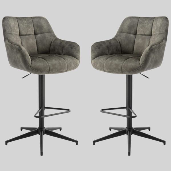 Joplin Olive Fabric Gas Lift Bar Stools - Pair