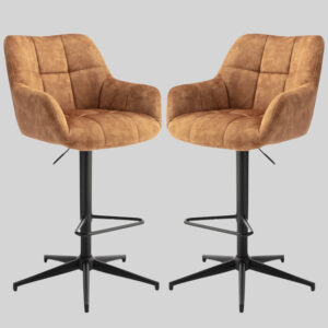 Joplin Rust Fabric Gas Lift Bar Stools – Pair
