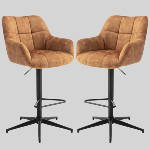 Joplin Rust Fabric Gas Lift Bar Stools - Pair
