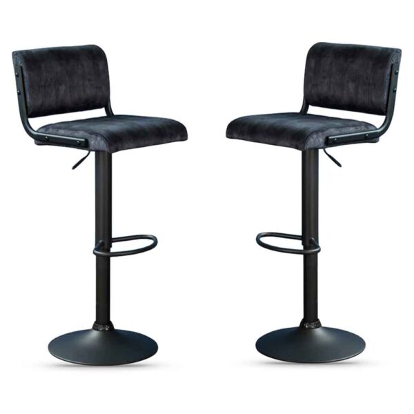 Pawling Fabric Gas Lift Bar Stools In Pair - Charcoal