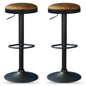 Rexford Rust Fabric Gas Lift Stools – Pair