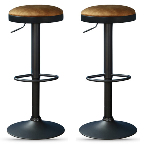 Rexford Rust Fabric Gas Lift Stools - Pair