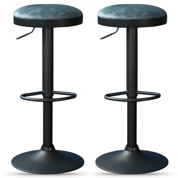 Rexford Stone Blue Fabric Gas Lift Stools - Pair