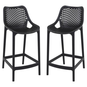 Aultas 65cm Black Polypropylene Bar Stools In Pair