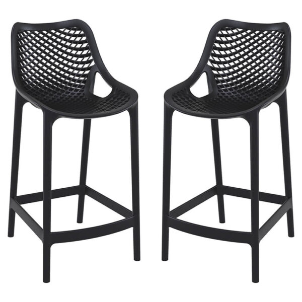 Aultas 65cm Black Polypropylene Bar Stools In Pair