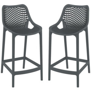 Aultas 65cm Dark Grey Polypropylene Bar Stools In Pair