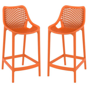 Aultas 65cm Orange Polypropylene Bar Stools In Pair