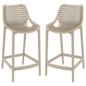 Aultas 65cm Taupe Polypropylene Bar Stools In Pair