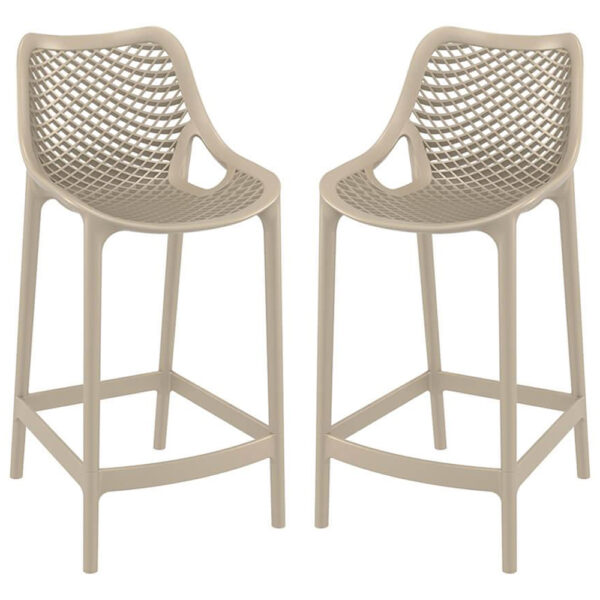 Aultas 65cm Taupe Polypropylene Bar Stools In Pair