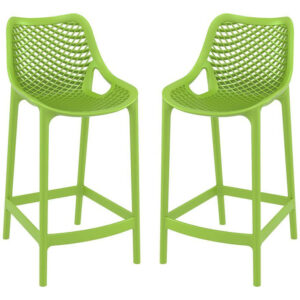 Aultas 65cm Tropical Green Polypropylene Bar Stools In Pair