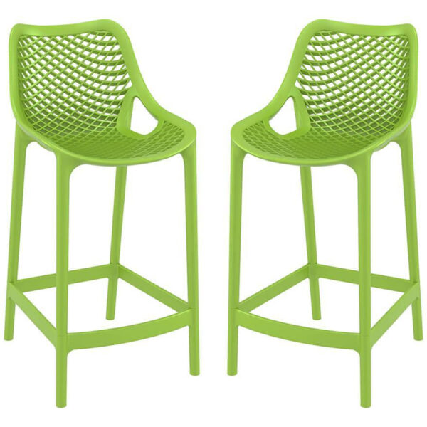 Aultas 65cm Tropical Green Polypropylene Bar Stools In Pair
