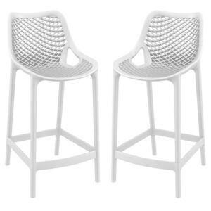 Aultas 65cm White Polypropylene Bar Stools In Pair