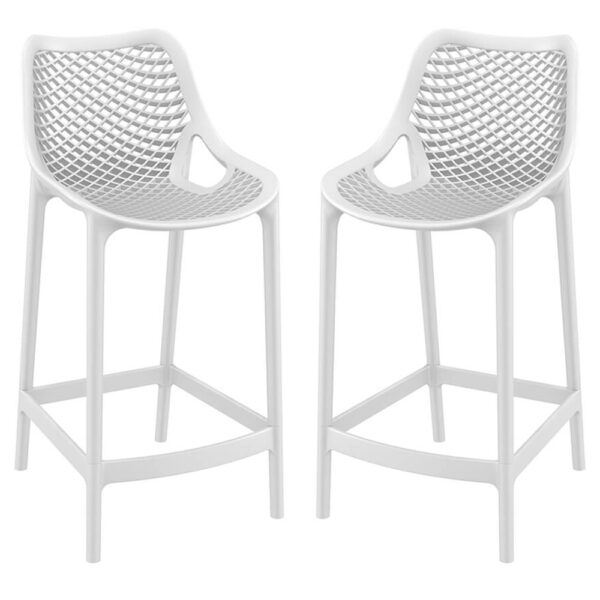 Aultas 65cm White Polypropylene Bar Stools In Pair