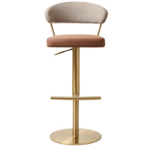 Sloan Leather Fabric Bar Stool In Brown